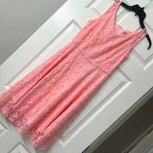 Pink lacy fit & flare dress